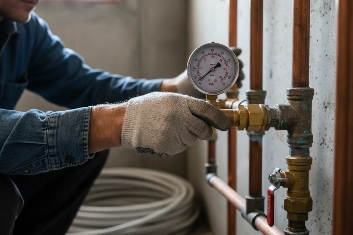 Pressure testing a repaired line during Water Line Repair in North East